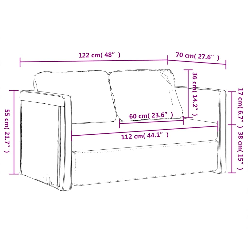 vidaXL Sofa bed floor model 2-in-1 122x204x55 cm velvet light grey