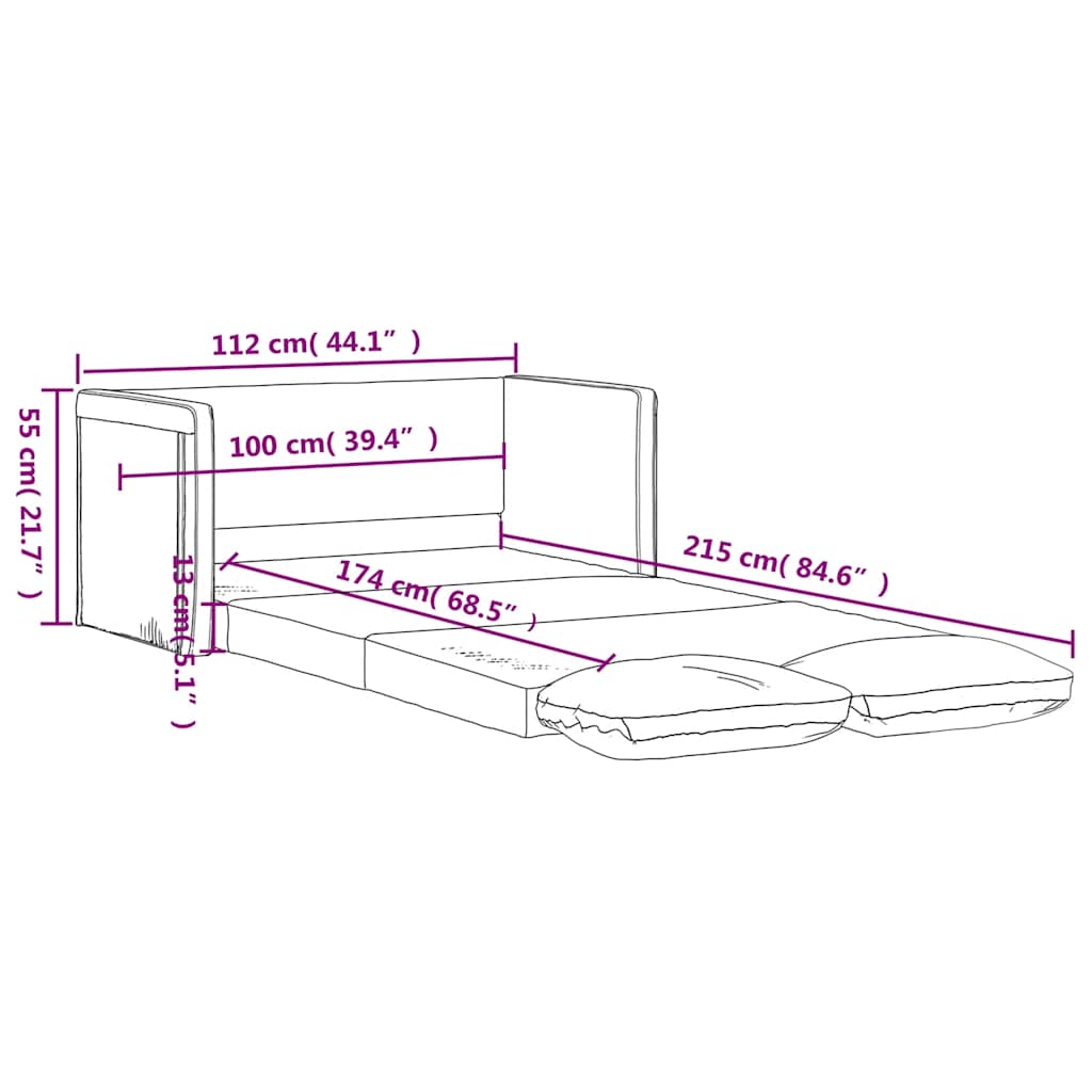 vidaXL Slaapbank vloermodel 2-in-1 112x174x55 cm kunstleer zwart