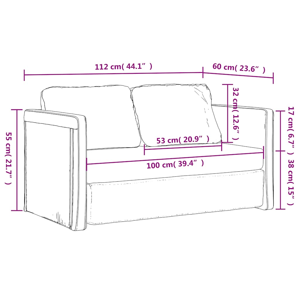 vidaXL Slaapbank vloermodel 2-in-1 112x174x55 cm kunstleer zwart
