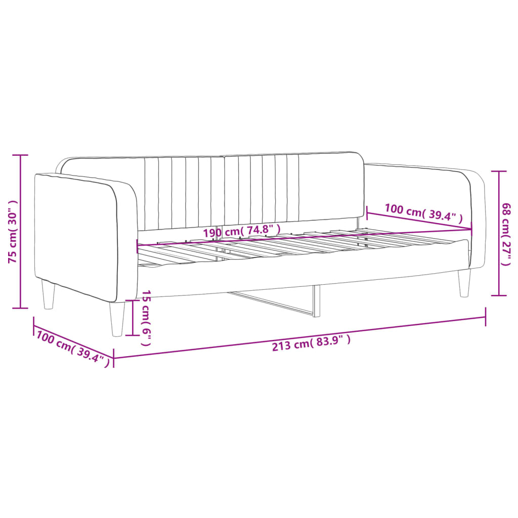 vidaXL Canapé-lit 100x190 cm velours gris clair