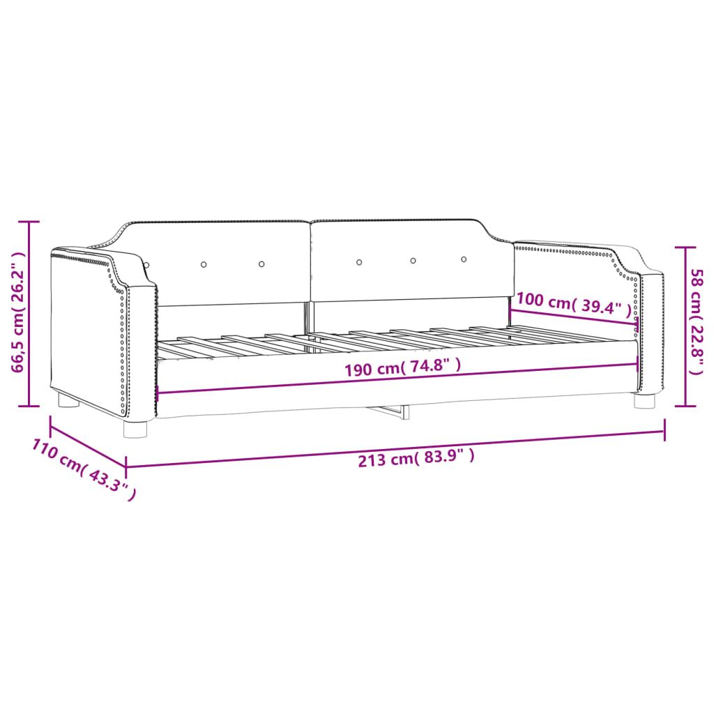vidaXL Canapé-lit 100x190 cm tissu gris foncé