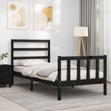 vidaXL Bedframe met hoofdbord massief hout zwart