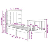 vidaXL Bedframe met hoofdbord massief hout zwart