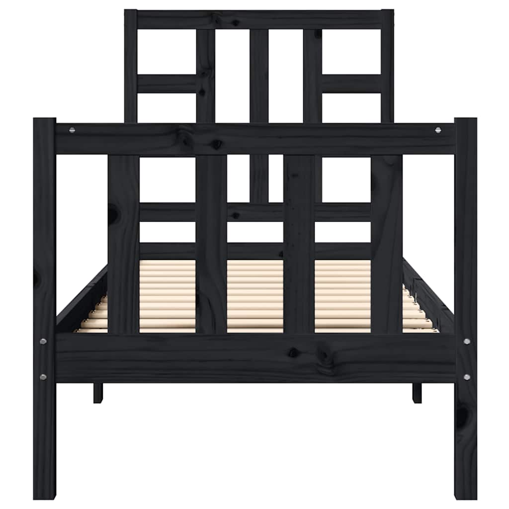 vidaXL Bedframe met hoofdbord massief hout zwart