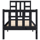 vidaXL Bedframe met hoofdbord massief hout zwart