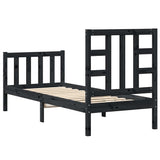 vidaXL Bedframe met hoofdbord massief hout zwart