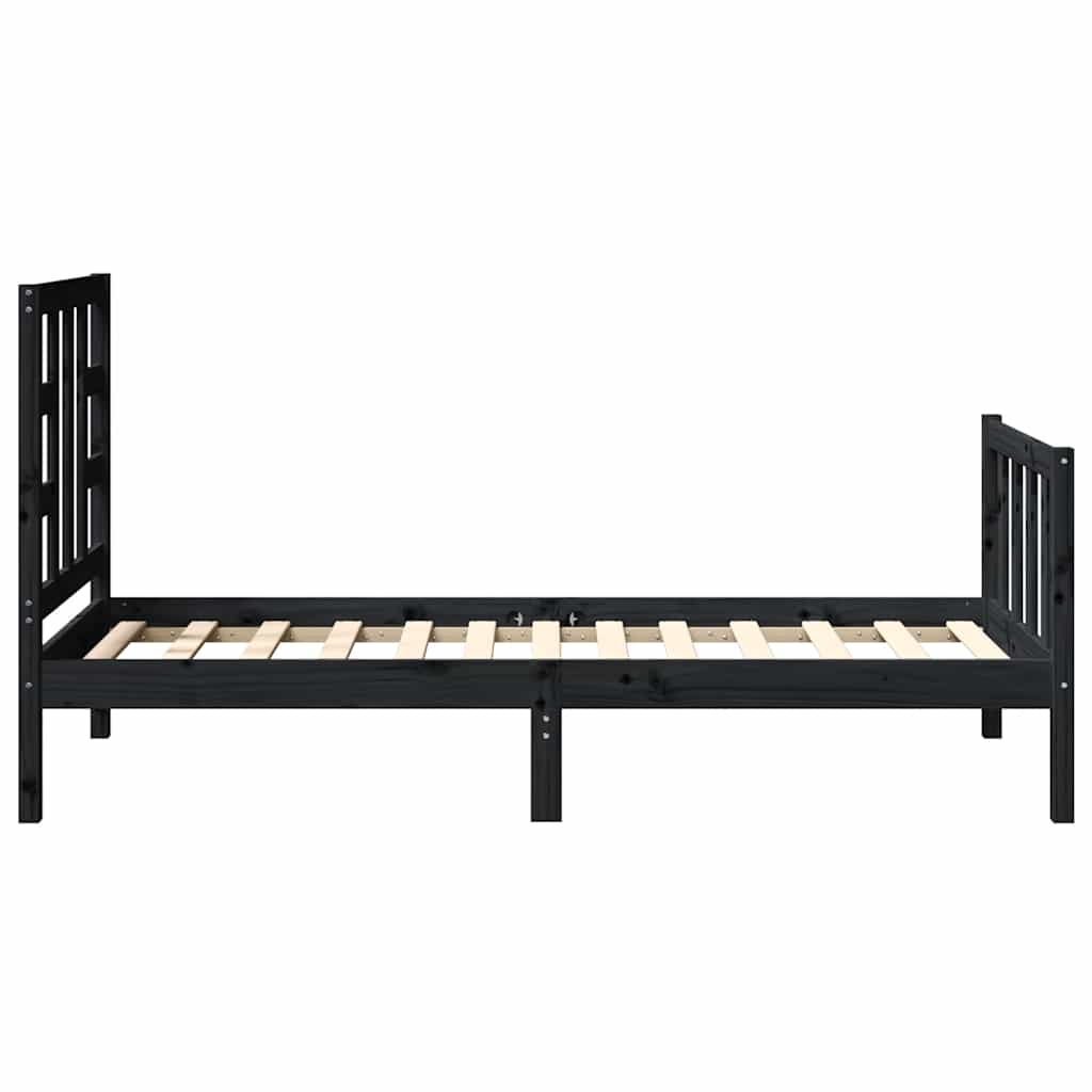 vidaXL Bedframe met hoofdbord massief hout zwart