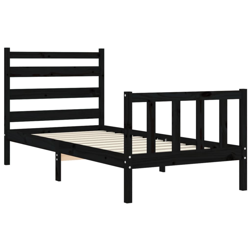 vidaXL Bedframe met hoofdbord massief hout zwart
