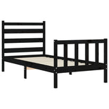 vidaXL Bedframe met hoofdbord massief hout zwart