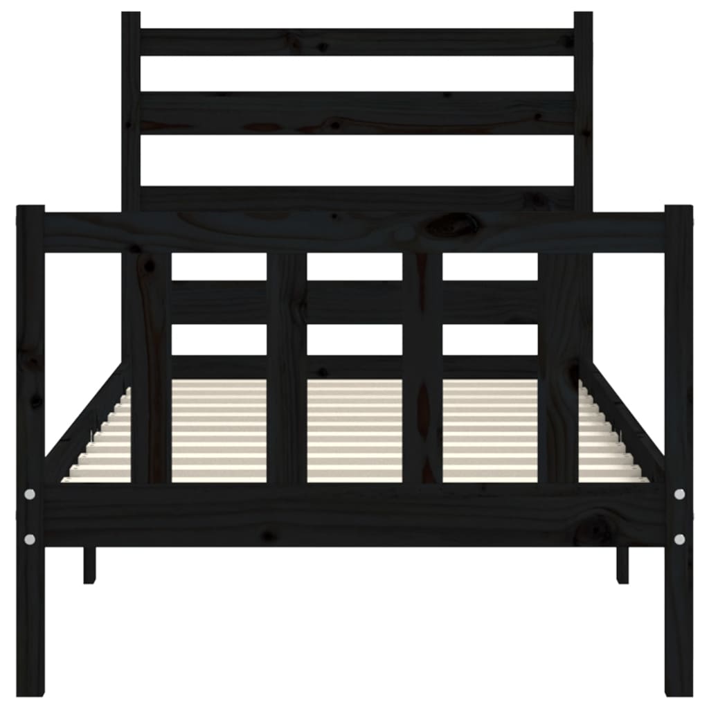 vidaXL Bedframe met hoofdbord massief hout zwart