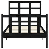 vidaXL Bedframe met hoofdbord massief hout zwart