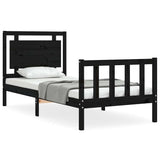 vidaXL Bedframe met hoofdbord massief hout zwart
