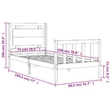 vidaXL Bedframe met hoofdbord massief hout zwart