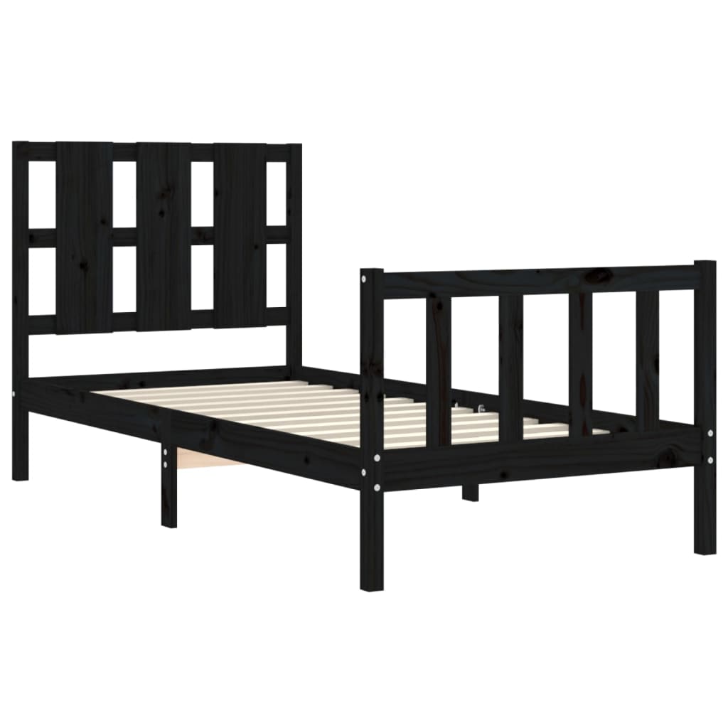 vidaXL Bedframe met hoofdbord massief hout zwart