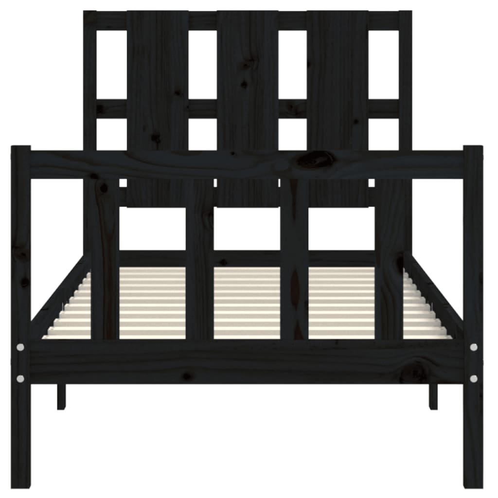 vidaXL Bedframe met hoofdbord massief hout zwart