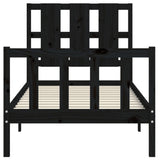 vidaXL Bedframe met hoofdbord massief hout zwart