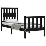 vidaXL Bedframe met hoofdbord massief hout zwart