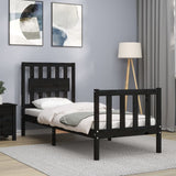 vidaXL Bedframe met hoofdbord massief hout zwart