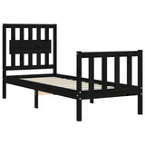 vidaXL Bedframe met hoofdbord massief hout zwart