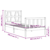 vidaXL Bedframe met hoofdbord massief hout zwart