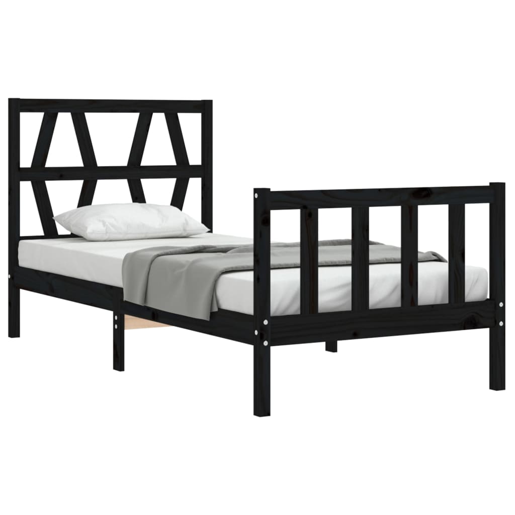 vidaXL Bedframe met hoofdbord massief hout zwart