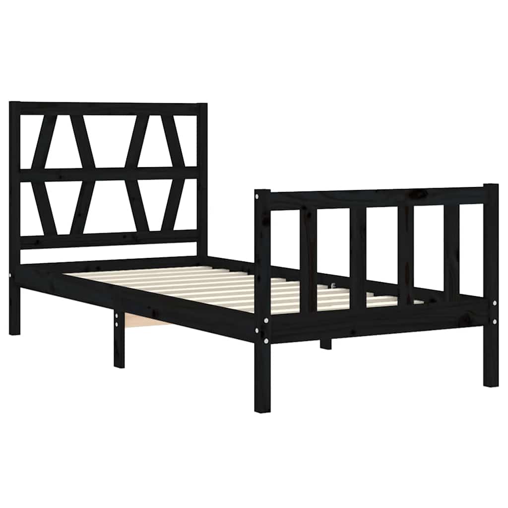 vidaXL Bedframe met hoofdbord massief hout zwart