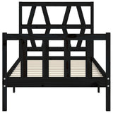 vidaXL Bedframe met hoofdbord massief hout zwart
