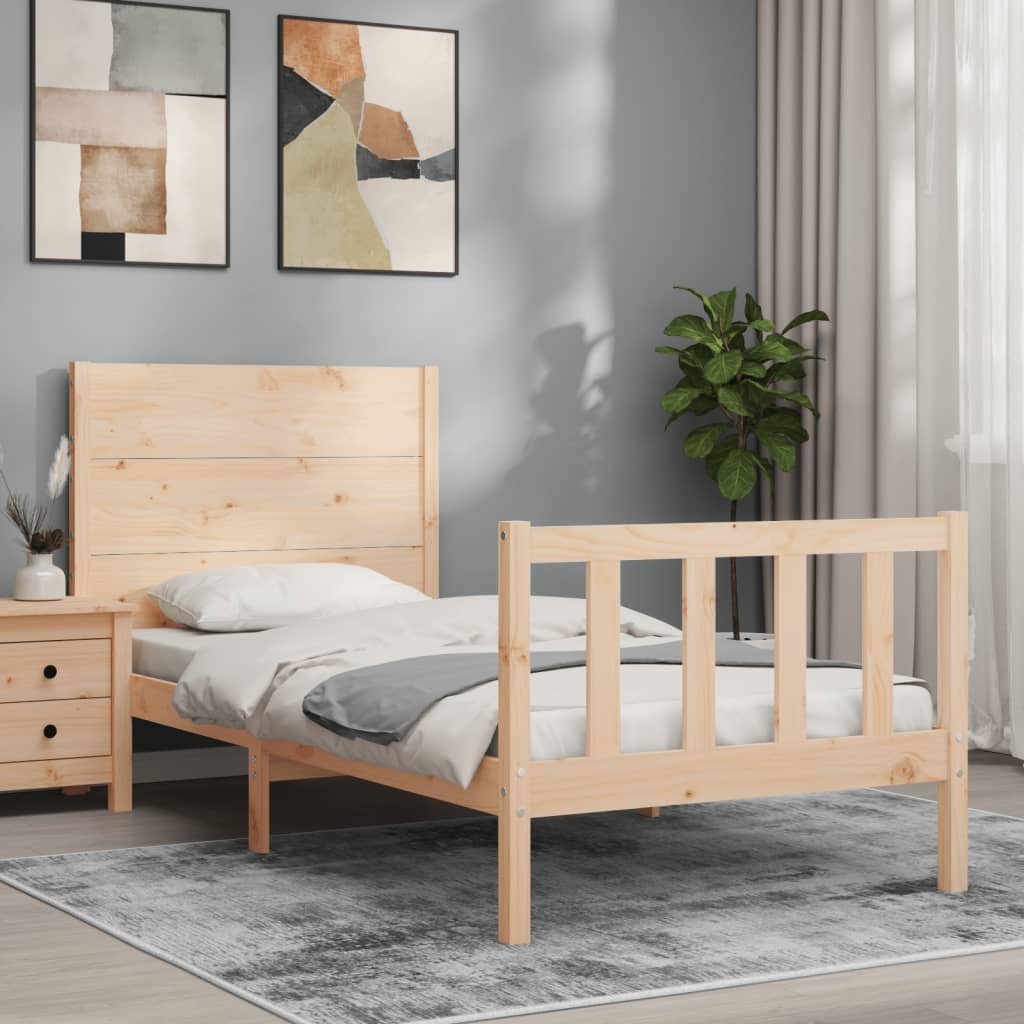 vidaXL Bedframe met hoofdbord massief hout