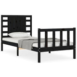 vidaXL Bedframe met hoofdbord massief hout zwart
