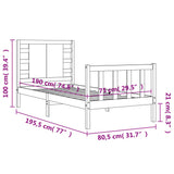 vidaXL Bedframe met hoofdbord massief hout zwart