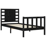 vidaXL Bedframe met hoofdbord massief hout zwart