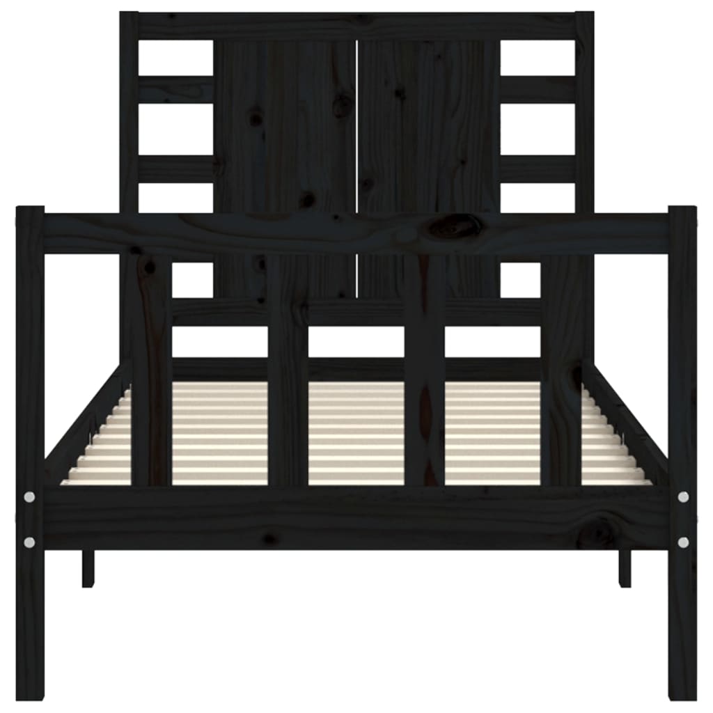 vidaXL Bedframe met hoofdbord massief hout zwart