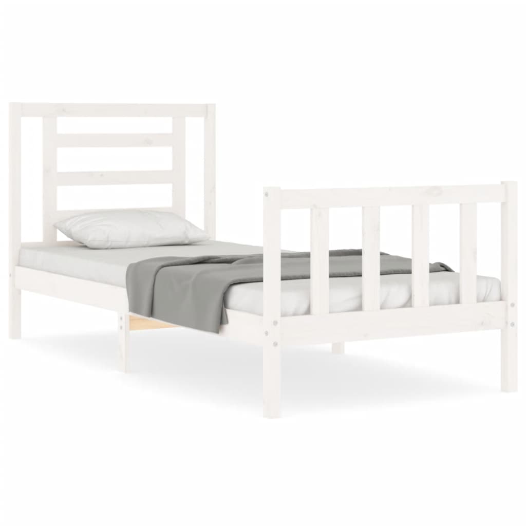 vidaXL Bed Frame with Headboard Solid Wood White