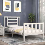 vidaXL Bed Frame with Headboard Solid Wood White