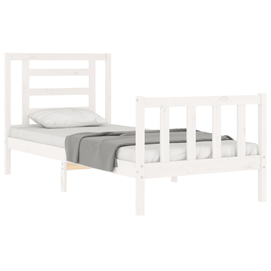 vidaXL Bed Frame with Headboard Solid Wood White