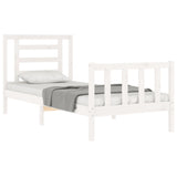 vidaXL Bed Frame with Headboard Solid Wood White
