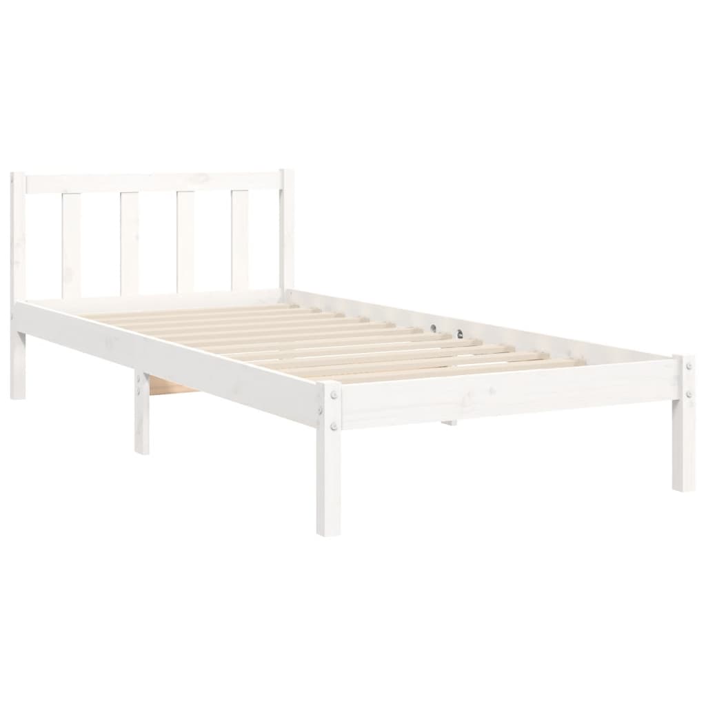 vidaXL Bed Frame with Headboard Solid Wood White