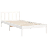 vidaXL Bed Frame with Headboard Solid Wood White