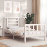 vidaXL Bed Frame with Headboard Solid Wood White