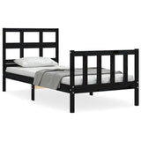 vidaXL Bedframe met hoofdbord massief hout zwart