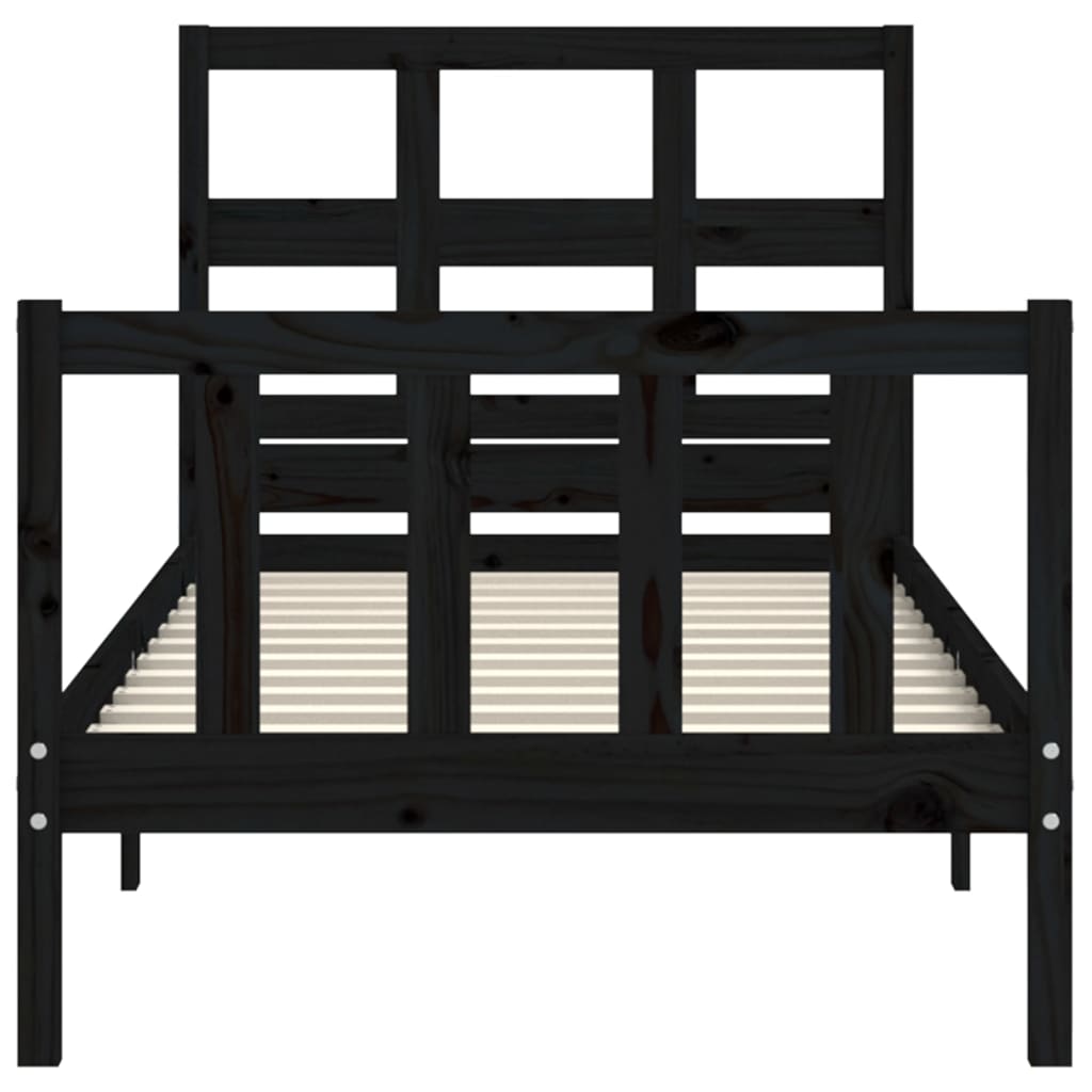 vidaXL Bedframe met hoofdbord massief hout zwart