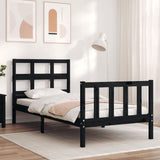 vidaXL Bedframe met hoofdbord massief hout zwart
