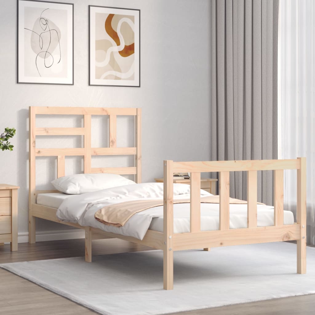 vidaXL Bed Frame with Headboard Solid Wood