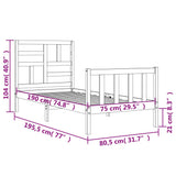 vidaXL Bed Frame with Headboard Solid Wood