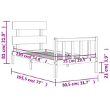vidaXL Bedframe met hoofdbord massief hout