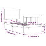 vidaXL Bedframe met hoofdbord massief hout wit