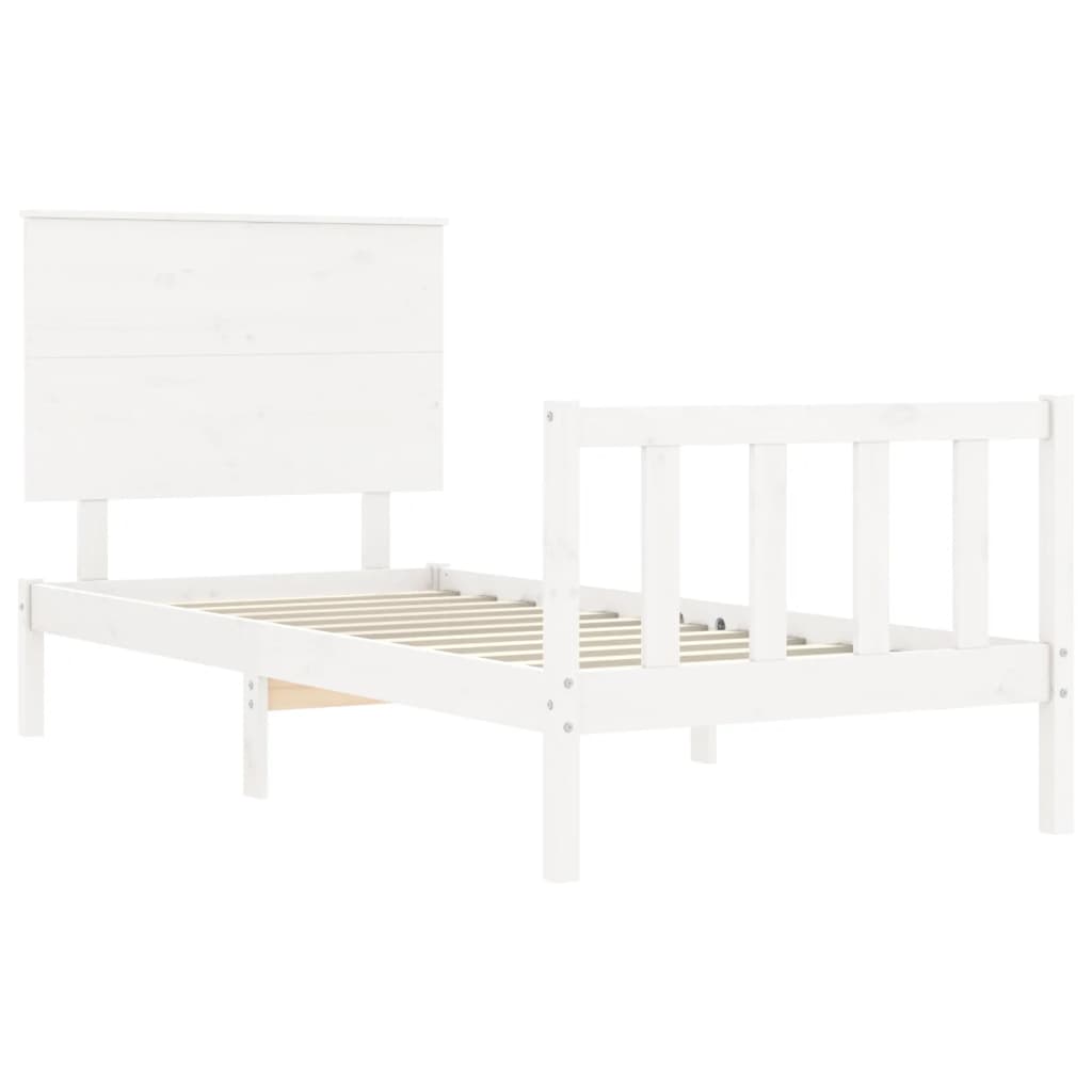 vidaXL Bedframe met hoofdbord massief hout wit