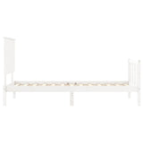 vidaXL Bedframe met hoofdbord massief hout wit