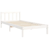 vidaXL Bedframe met hoofdbord massief hout wit