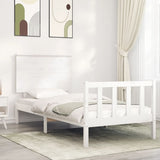 vidaXL Bedframe met hoofdbord massief hout wit